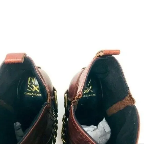 Rare Donald J Pliner heeled boots SAMPLE US 5.5 chestnut BoxS - Picture 4 of 6